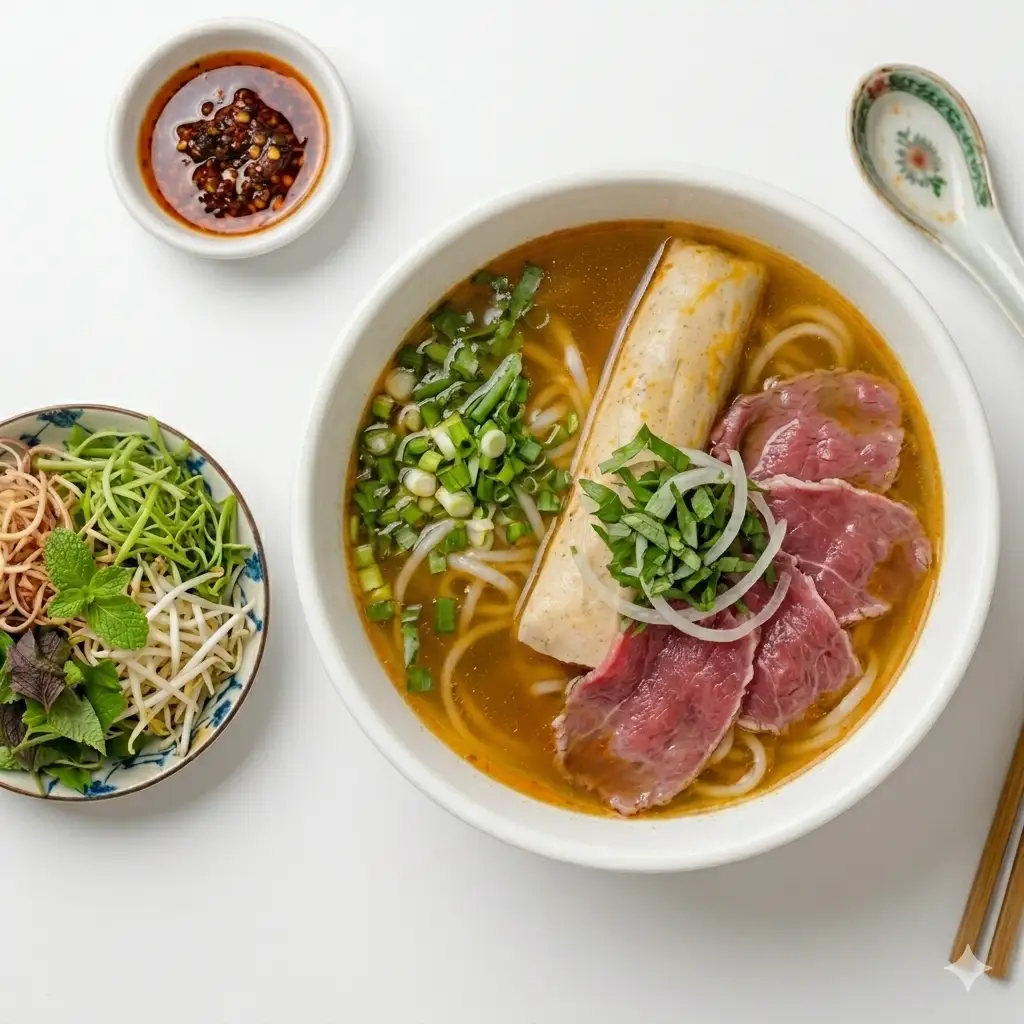 Bún bò tái nạm chả - 71.000 ₫ tại Bún Bò Huế Chú Khải Péo - Âu Cơ