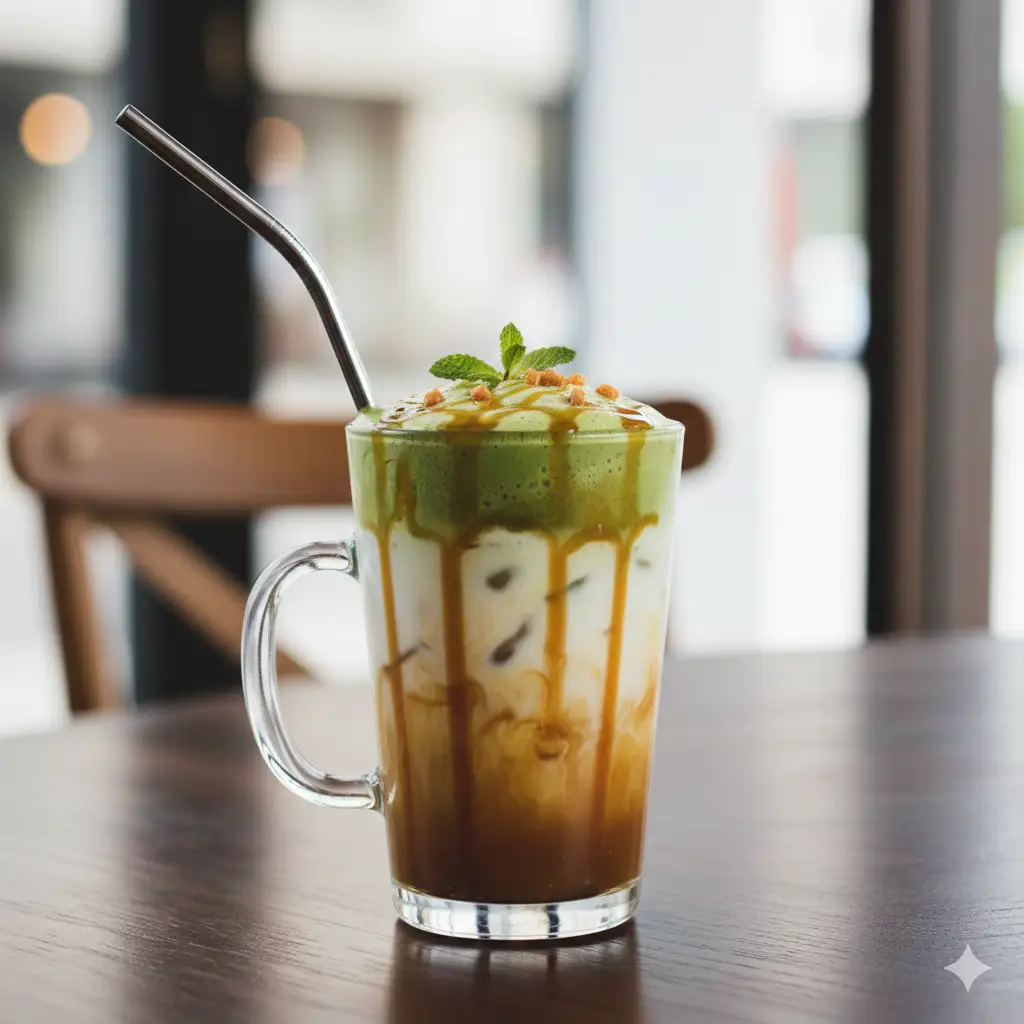 Matcha caramel muối - Salted caramel matcha - 55.000 ₫ tại Vội Vội Vàng Vàng Matcha & Coffee - Trần Hưng Đạo