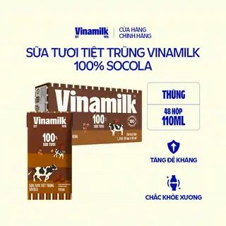 Hình ảnh Thùng 48 hộp Sữa tươi tiệt trùng Vinamilk 100% Socola 110ml_04EC39_THUNG