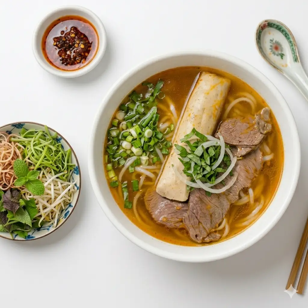 Bún bò tái,nạm,huyết,chả quế,bò viên  - 68.000 ₫ tại Bún Bò Hai - Đoàn Văn Bơ