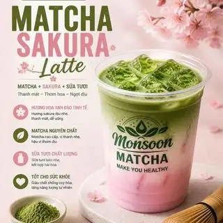 Matcha latte sakura - 79.000 ₫ tại Monsoon - Matcha, Coldwisk & Houjicha - Phạm Hồng Thái