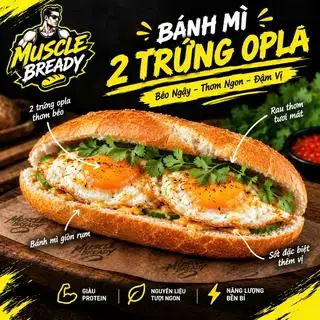 Hình ảnh Bánh mì ốp la 2 trứng
