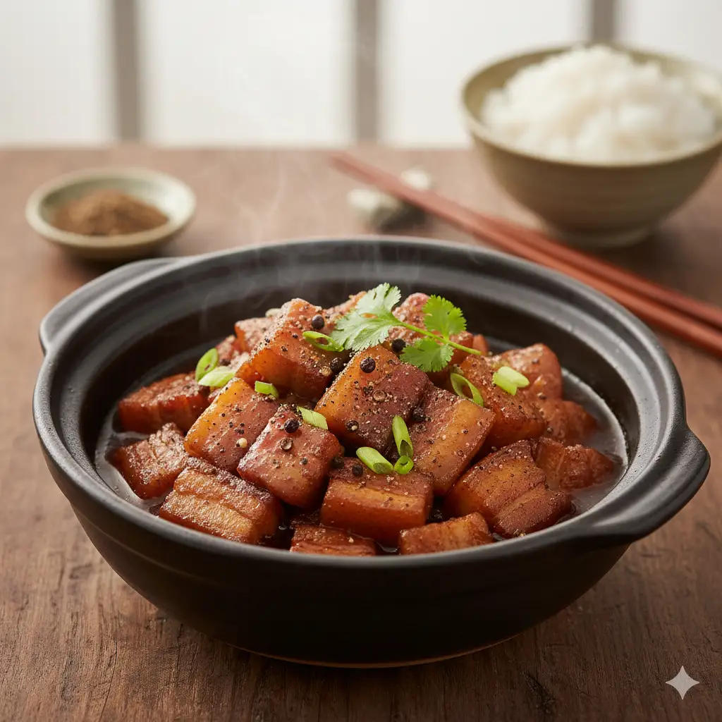 Thịt ba chỉ kho tiêu - 102.000 ₫ tại MeLyFood - Nhà Hàng Cơm Niêu & Cua Singapore - Hàm Nghi