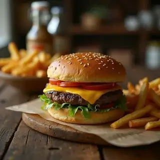 Hình ảnh Burger bò trứng no nê