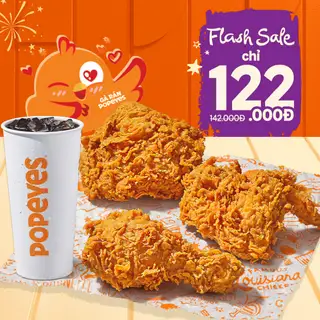 Flash Sale Gà Rán Giòn 3 miếng - 122.000 ₫ tại Gà Rán Popeyes - Nguyễn Bỉnh Khiêm