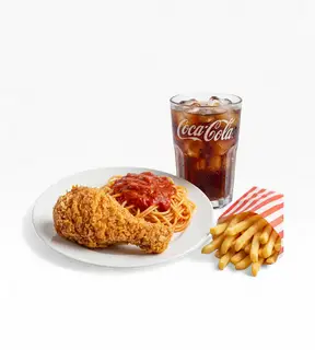 Hình ảnh 1 gà giòn + 1 mỳ ý + 1 khoai tây + 1 coca