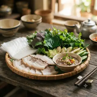 Hình ảnh Thịt luộc cuốn rau rừng - đùi luộc - phần 2 người
