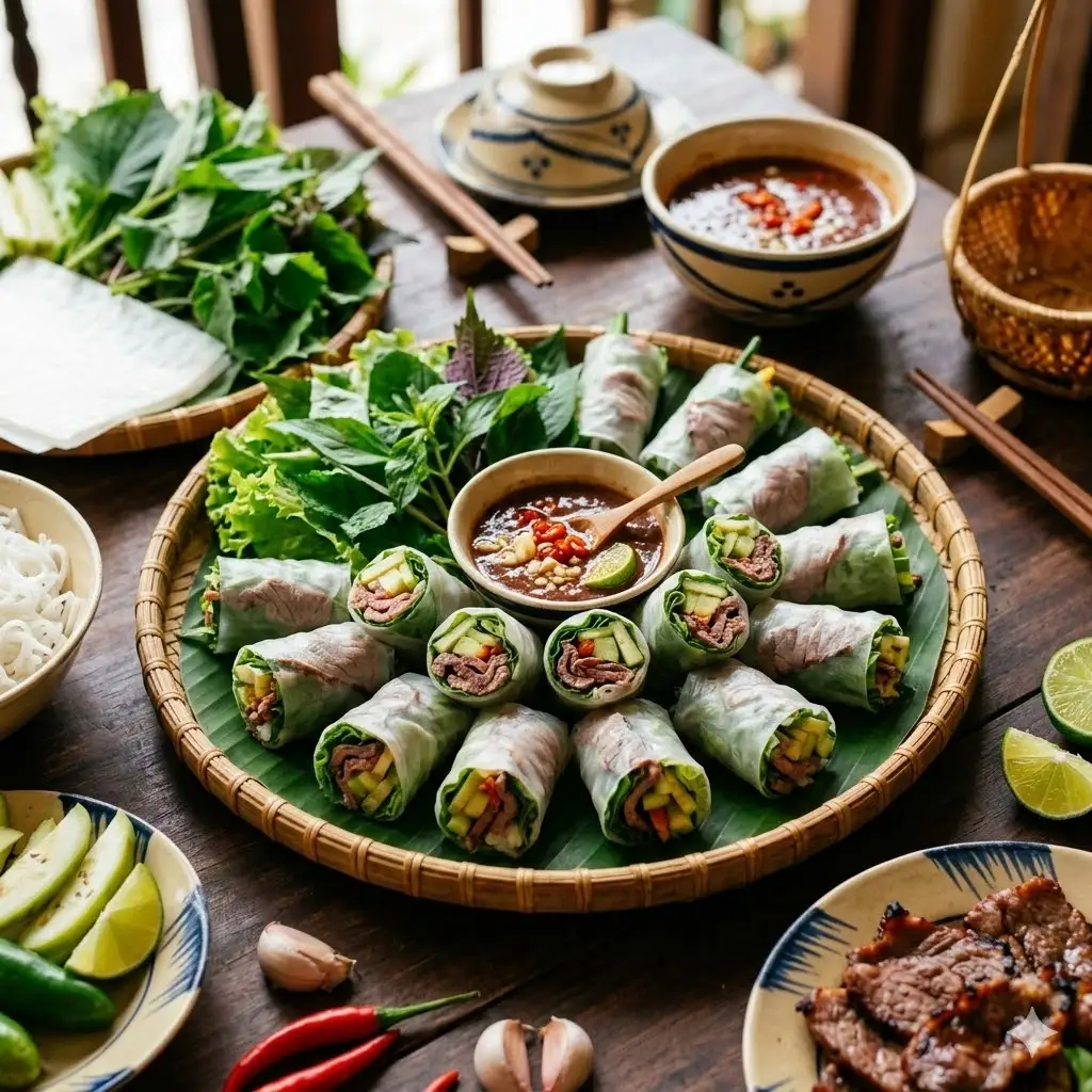Hình ảnh Bánh tráng cuốn bò nướng