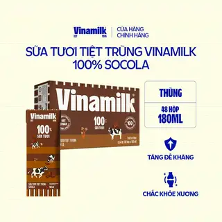 Hình ảnh Thùng 48 hộp Sữa tươi tiệt trùng Vinamilk 100% Sôcôla 180ml_04EC19_THUNG