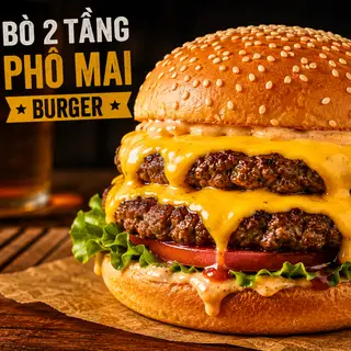 Hình ảnh Bò 2 tầng phô mai burger