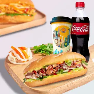 Hình ảnh Combo bánh mì thịt nướng - ly đá - nước ngọt bất kỳ