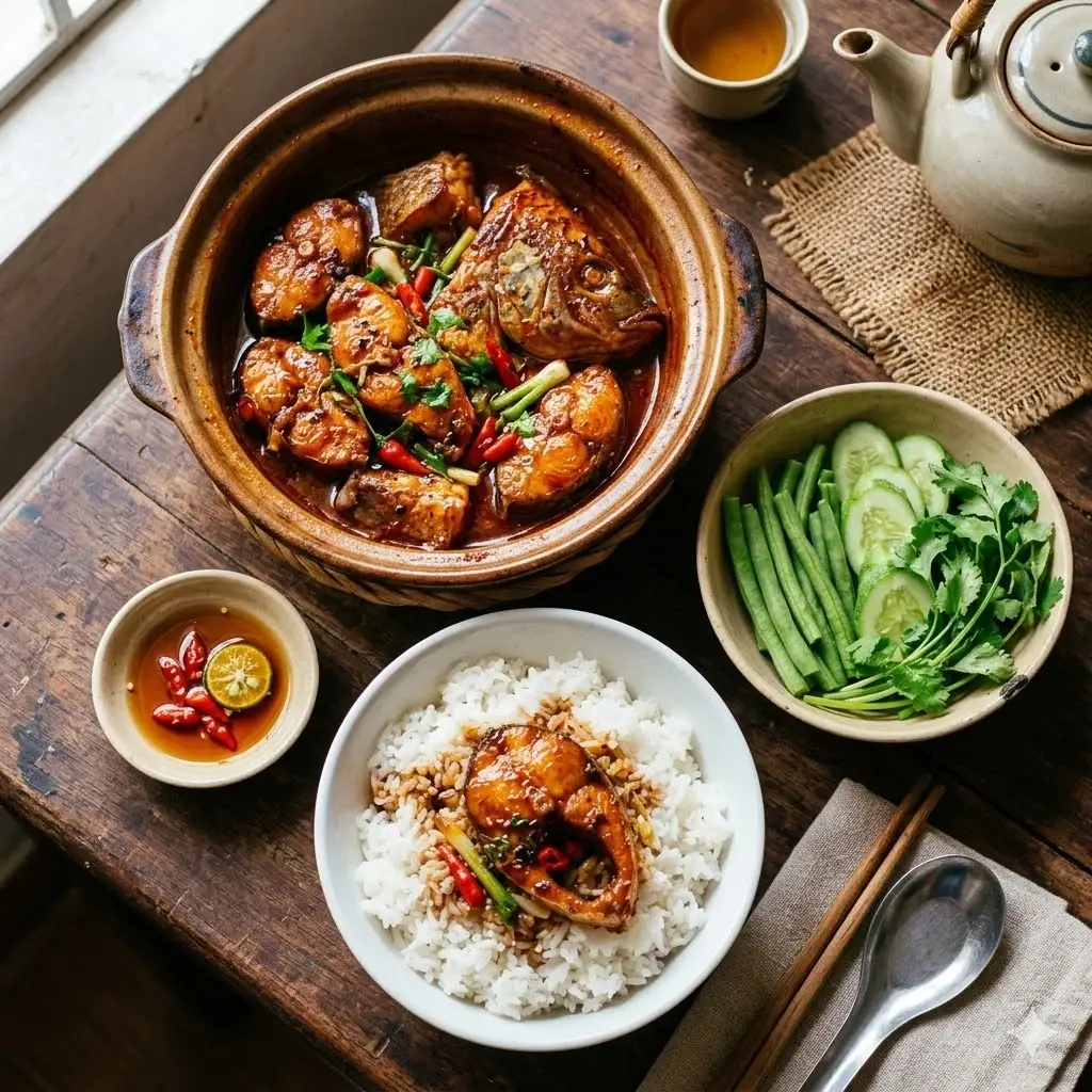 Cơm niêu cá diêu hồng kho lạt - canh khổ qua - 109.000 ₫ tại Cơm Niêu & Bún Đậu - Chu Văn An