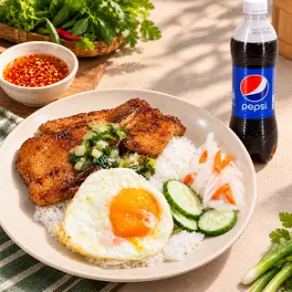 Hình ảnh Cơm tấm sườn trứng + Pepsi