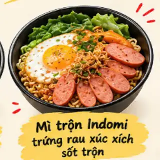 Hình ảnh Mì trộn Indomie trứng rau xúc xích sốt trộn