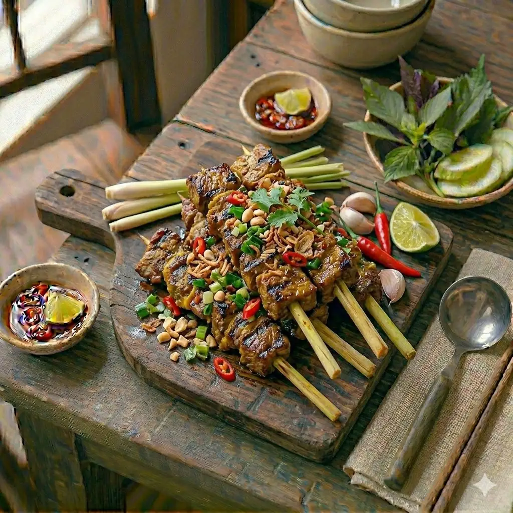 Hình ảnh Bò lụi sả nướng thơm lừng