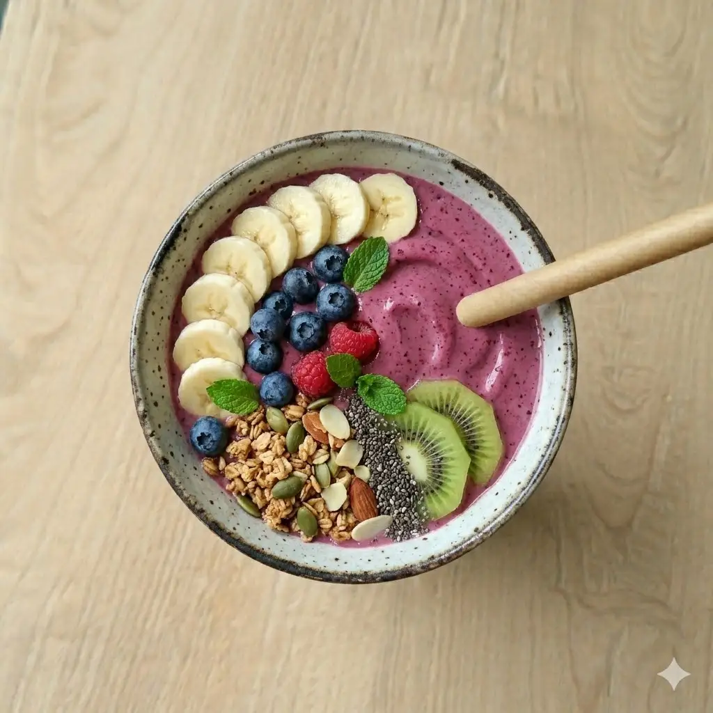 Acai smoothie bowl - original gangster - sinh tố quả acai siêu thực phẩm - 109.000 ₫ tại The Organic Juice - Légumes - Nguyễn Cừ
