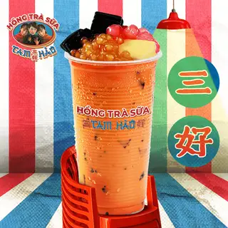 Trà Sữa Thái Đỏ Full Topping - 泰式奶茶 綜合配料 - 27.000 ₫ tại Hồng Trà Sữa Tam Hảo - Cách Mạng Tháng Tám