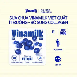 Sữa chua ăn Vinamilk Việt Quất Ít đường - Vỉ 4 hộp x 100g _07VQ11_LOC - 33.178 ₫ tại Vinamilk - Lê Hồng Phong