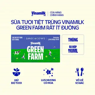 Hình ảnh Thùng 48 Hộp Sữa Tươi Tiệt Trùng Vinamilk Green Farm ít đường - Lốc 4 Hộp 110ml_04GI33_THG