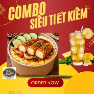 Hình ảnh Combo cơm tàu hũ hải sản sốt + canh rong biển thịt bằm + nước