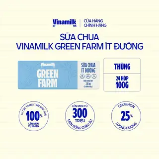 Hình ảnh Thùng 24 hộp Sữa chua ăn Vinamilk Love Yogurt Green Farm Ít Đường Hộp 100g_07GI19_THUNG