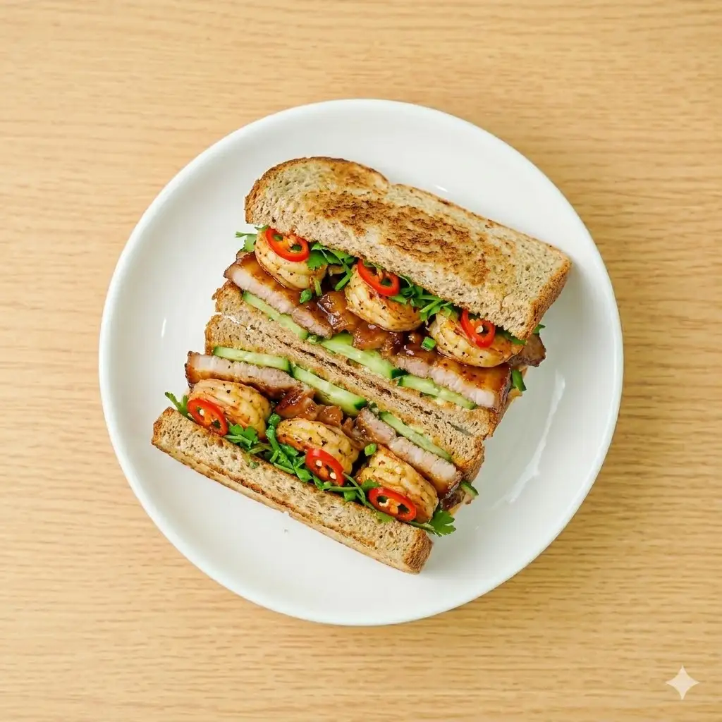 Sandwich tôm sốt tỏi (1/2) - 38.000 ₫ tại TIỆM XÍ MEO - Cafe, Matcha & Sandwich - Hoàng Sa