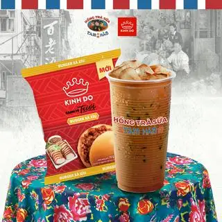 Hình ảnh Combo Chắc Bụng (1 Trà Sữa Vớ Hồng Kông L + 1 Bánh Burger Xá Xíu)
