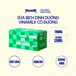 Hình ảnh Thùng 48 Bịch Sữa dinh dưỡng Vinamilk có đường - Bịch 220ml _04FD31_THG
