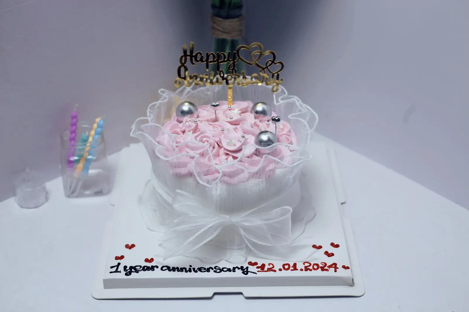 Hình ảnh Bánh kem sò hồng quấn ren size 16