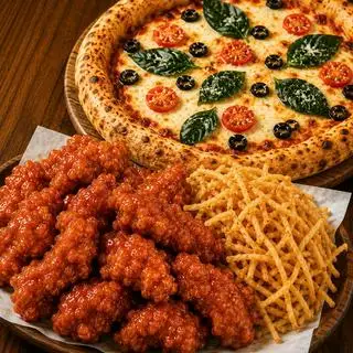 Hình ảnh Gà không xương sốt đỏ - pizza sốt cà chua