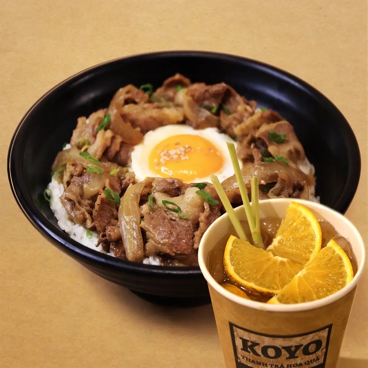 Hình ảnh [35% OFF] Combo Cơm bò Gyudon + Trà hoa quả