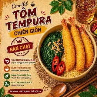 Cơm thố tôm tempura chiên giòn trứng ốp la/Onsen sốt đặc biệt - 54.900 ₫ tại Mê - Cơm Thố Thập Cẩm Bàn Cờ - Vườn Chuối