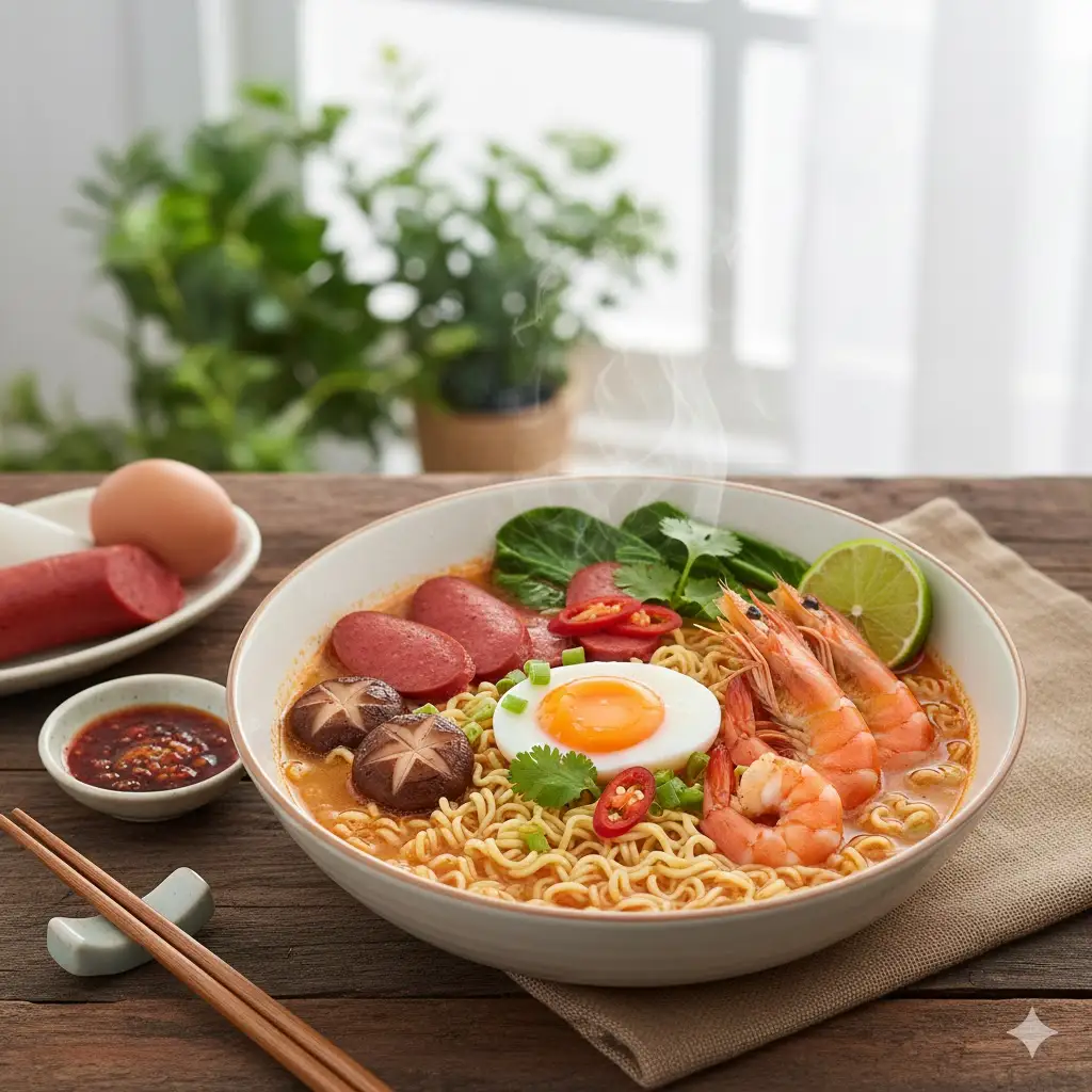 Mì cay xúc xích trứng - 49.000 ₫ tại Mì Cay Đêm Bé Nhi - Nguyễn Thái Sơn