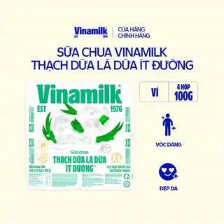Hình ảnh Sữa chua ăn Vinamilk Thạch Dừa Lá Dứa - Vỉ 4 hộp x 100g _07TD10_LOC