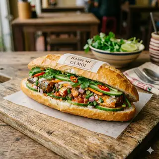 Bánh mì cá - 29.000 ₫ tại Bánh Mì 2 Mẹ Con - Bánh Mì Thịt, Bánh Mì Xíu Mại & Bánh Mì Chả - Tạ Quang Bửu