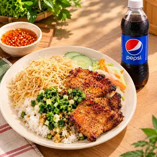 Hình ảnh Cơm tấm sườn bì + Pepsi