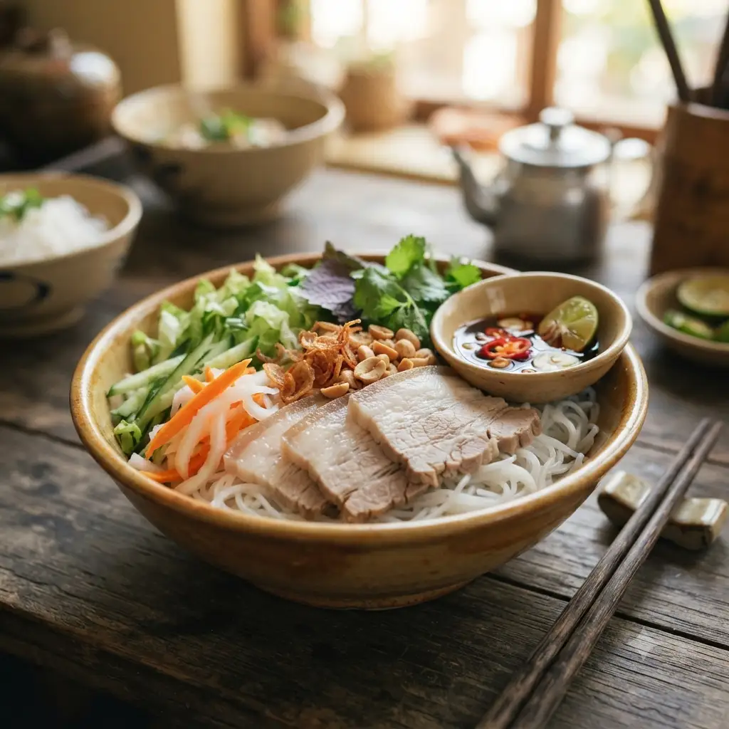 Hình ảnh 5. Bún nước tương Đậu Hủ + Thịt Luộc + Chả Giò
