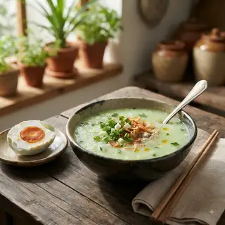 Cháo trắng lá dứa - hột vịt muối - 30.000 ₫ tại Cháo Ếch Singapore Hạo Thiên 168 - Tây Lân