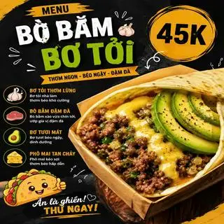 Bò bằm - bơ tỏi - 45.000 ₫ tại Tacos Tiểu Hí - Huỳnh Tấn Phát