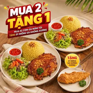 Hình ảnh [ Mua 2 tặng 1] - 02 Cơm gà mắm tỏi tặng 01 miếng gà không xương