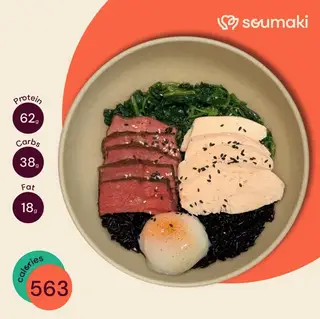 Beef steak ức gà nguyên bản cơm donburi - H1 - 199.000 ₫ tại Soumaki - Your Healthy Food Soulmate - Lý Tự Trọng