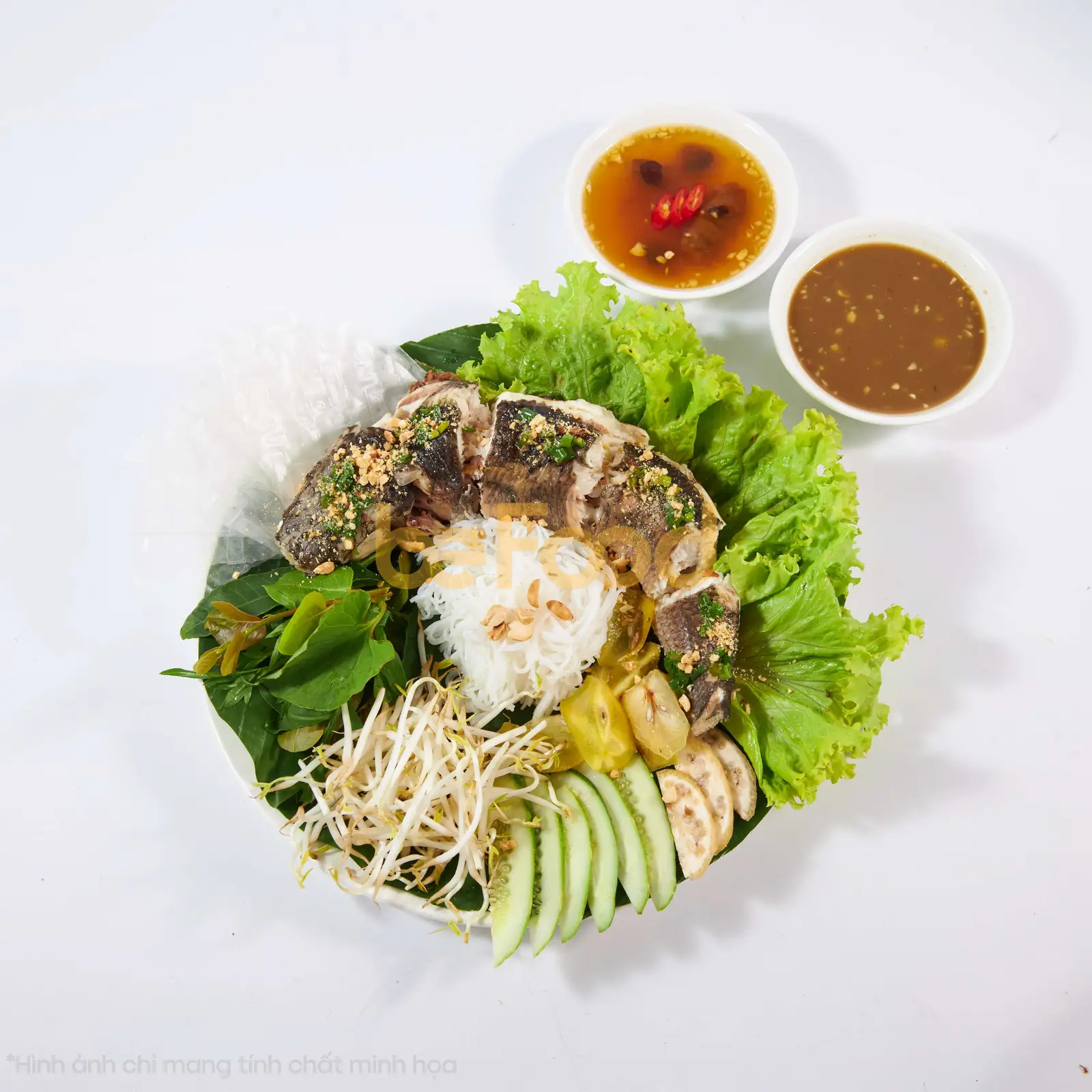 Hình ảnh Mẹt cuốn cá rô phi chiên (Big fish roll salad & special sauce)