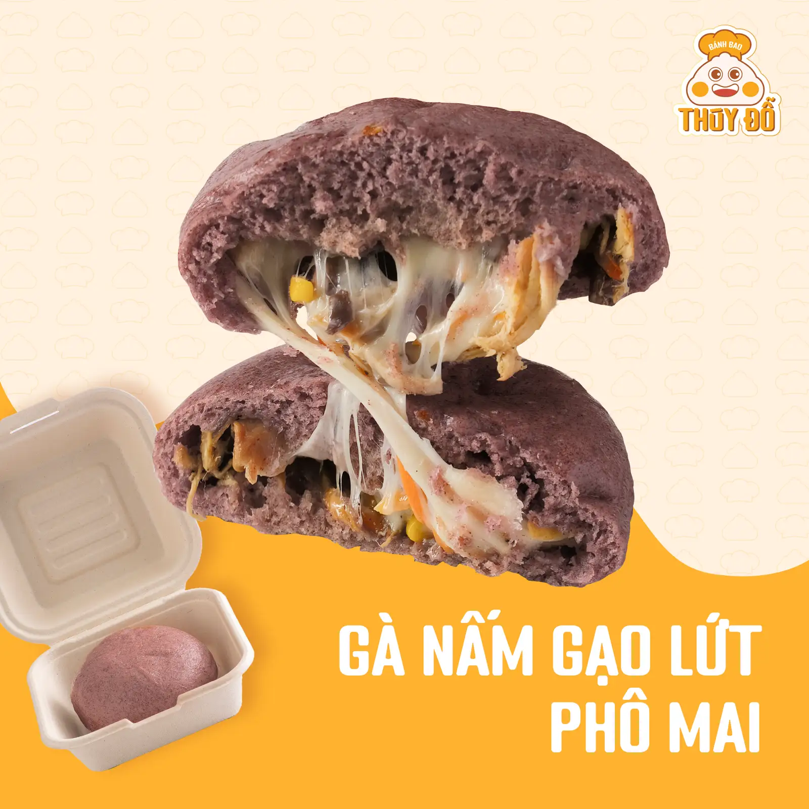 Hình ảnh Bánh Bao Gà Nấm Gạo Lứt Phô Mai