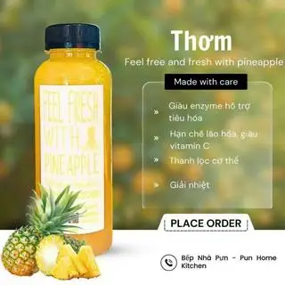 Nước ép thơm nguyên chất - pineapple juice no sugar added - 49.500 ₫ tại Bếp Nhà Pưn - Nước Ép, Sinh Tố & Sữa Hạt Healthy - Trần Xuân Soạn