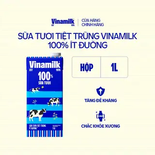 Hình ảnh Sữa tươi tiệt trùng Vinamilk 100% Ít Đường Hộp giấy 1L_04EI02