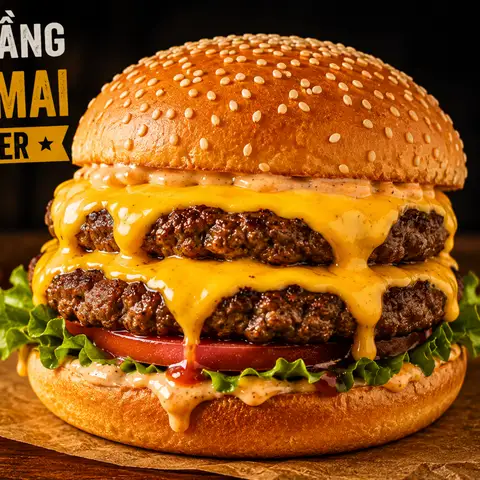 Hình ảnh AH! BURGER - BÒ 2 TẦNG PHÔ MAI BURGER - Thống Nhất