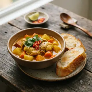 Hình ảnh Cà ri gà ta - 1 ổ bánh mì