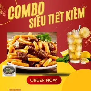 Hình ảnh Combo nui bò sốt tiêu + canh rong biển thịt bằm + nước