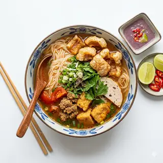 Hình ảnh 2 Bát tóp mỡ đầy đủ kèm 1 trà mía