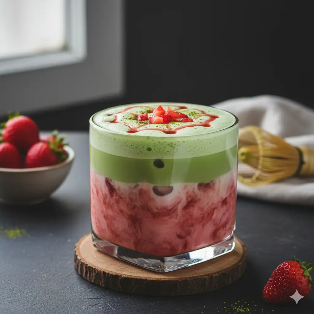 Matcha latte dâu tươi - 60.000 ₫ tại Hus Burger & Coffee - Nguyễn Phi Khanh